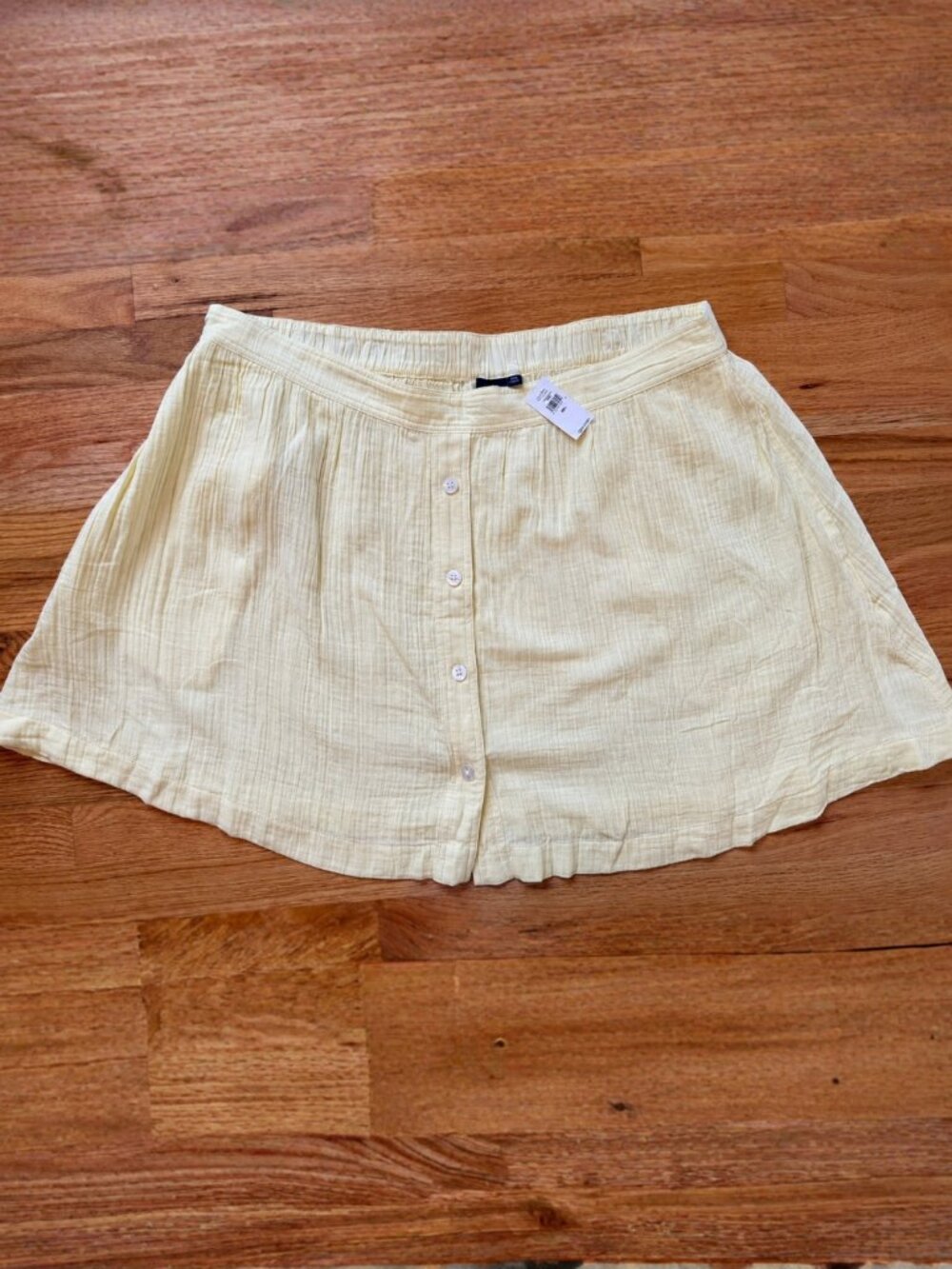 NWT GAP CRINKLE GAUZE BUTTON-FRONT SKIRT IN CITRON YELLOW (SIZE XXL)